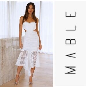 Mable Lace Overlay Midi Dress White New with Tags Size Medium